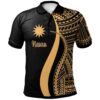 Nauru Polo Shirt Gold - Polynesian Tentacle Tribal Pattern - BN11