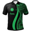 Nauru Polo Shirt Green - Polynesian Tentacle Tribal Pattern - BN11