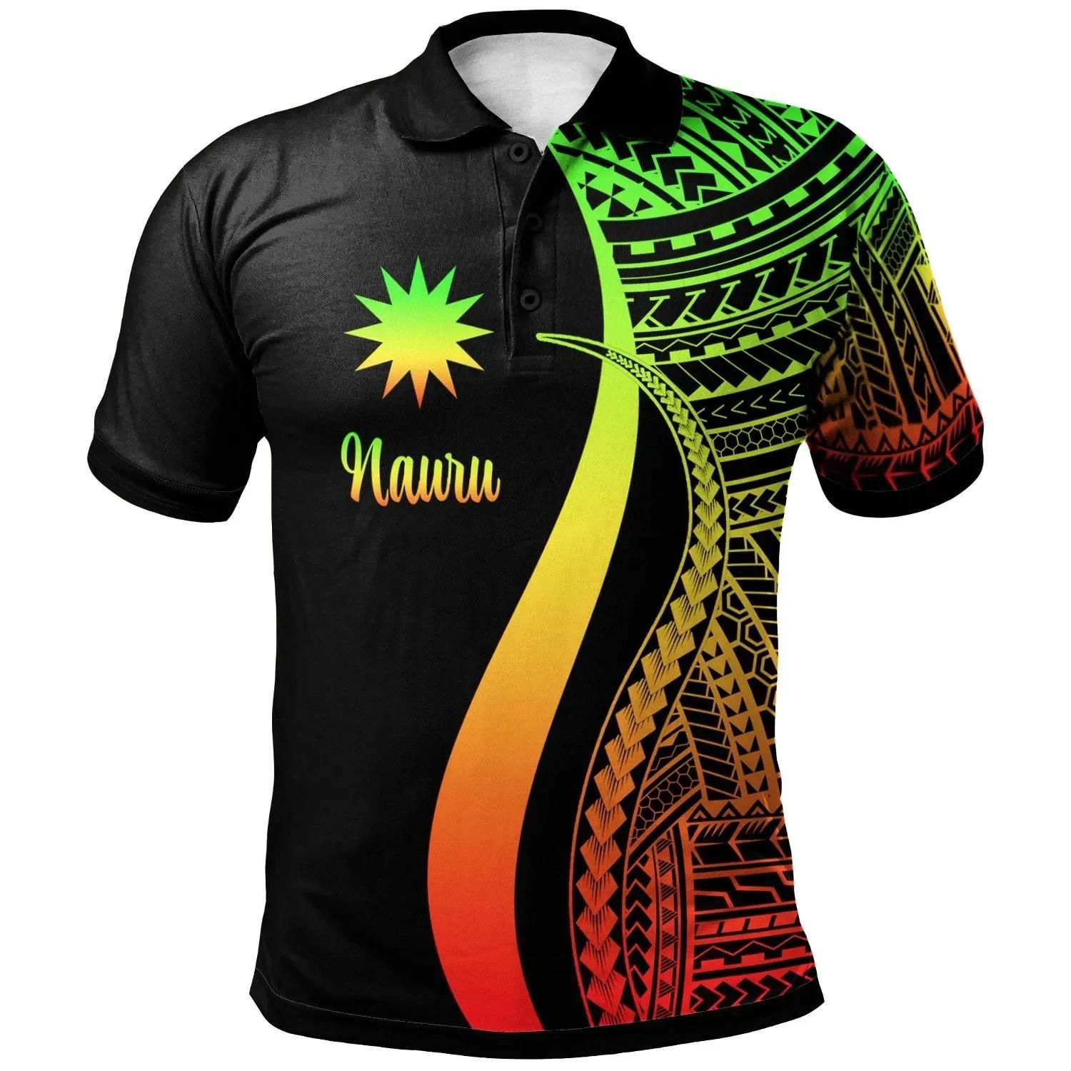 Nauru Polo Shirt Reggae- Polynesian Tentacle Tribal Pattern - BN11 Nauru Polo Shirt Reggae- Polynesian Tentacle Tribal Pattern - BN11