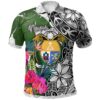 Nauru Polo Shirt White - Turtle Plumeria Banana Leaf Crest - BN11
