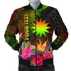Nauru Polynesian Personalised Men's Bomber Jacket - Hibiscus and Banana Leaves - BN15 Bomber Jacket
