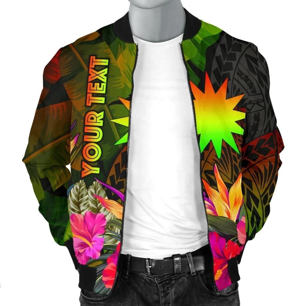 Nauru-Polynesian-Personalised-Mens-Bomber-Jacket-Hibiscus-and-Banana-Leaves-BN15-Bomber-Jacket-2