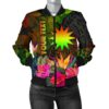Nauru Polynesian Personalised Women's Bomber Jacket - Hibiscus and Banana Leaves - BN15 Bomber Jacket