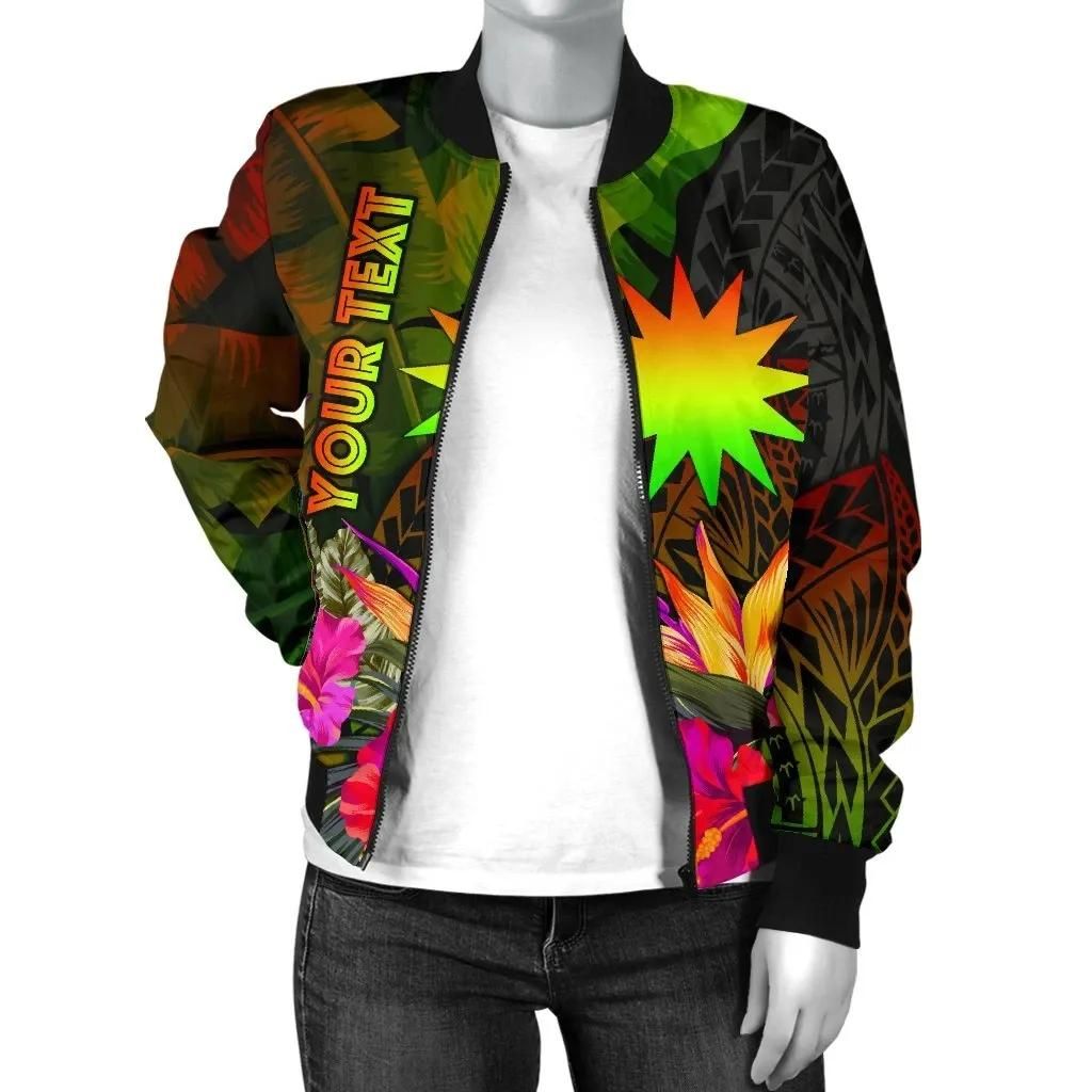Nauru-Polynesian-Personalised-Womens-Bomber-Jacket-Hibiscus-and-Banana-Leaves-BN15-Bomber-Jacket-2