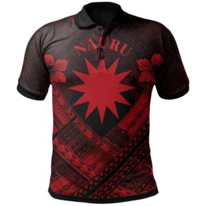 Nauru Polynesian Polo Shirts - Nauru Red Seal Camisole Hibiscus Style - BN18