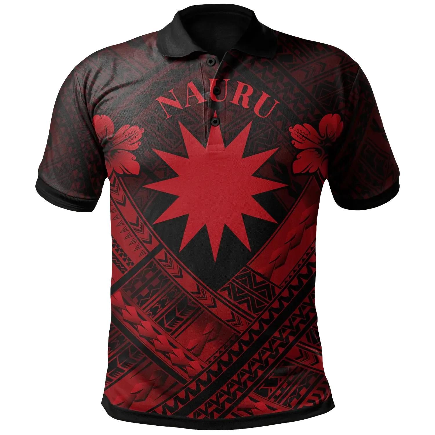 Nauru Polynesian Polo Shirts - Nauru Red Seal Camisole Hibiscus Style - BN18 Nauru Polynesian Polo Shirts - Nauru Red Seal Camisole Hibiscus Style - BN18