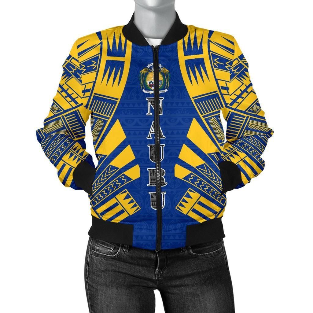Nauru Women Bomber Jacket - Polynesian Tattoo Flag - BN0110 Bomber Jacket Nauru Women Bomber Jacket - Polynesian Tattoo Flag - BN0110 Bomber Jacket