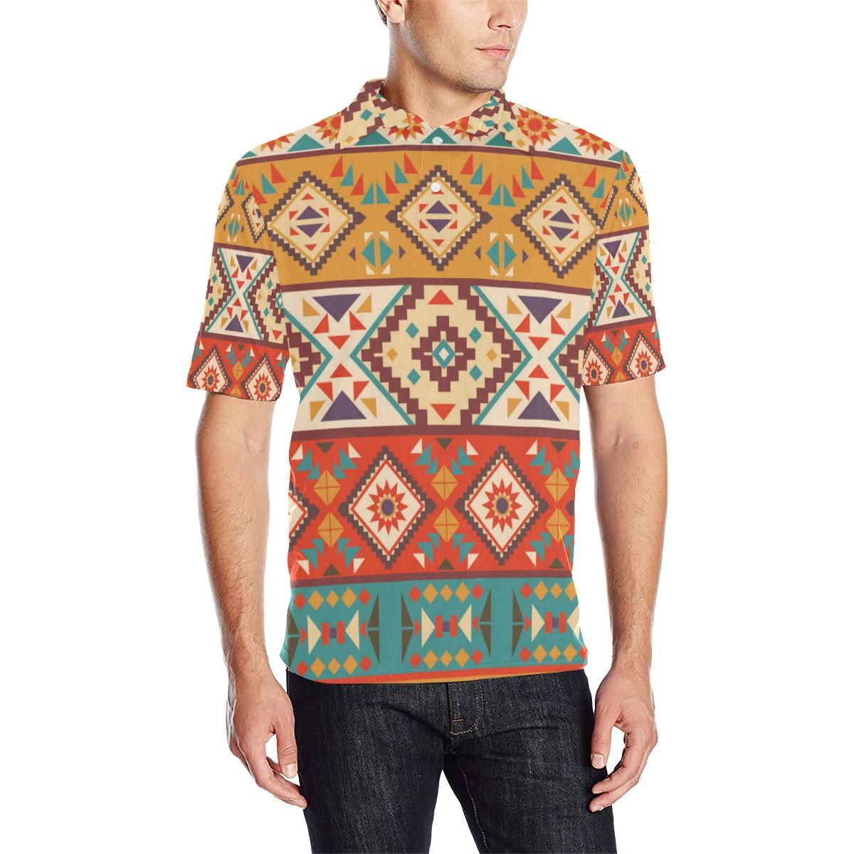 Navajo Pattern Print Design A01 Men Polo Shirt Navajo Pattern Print Design A01 Men Polo Shirt