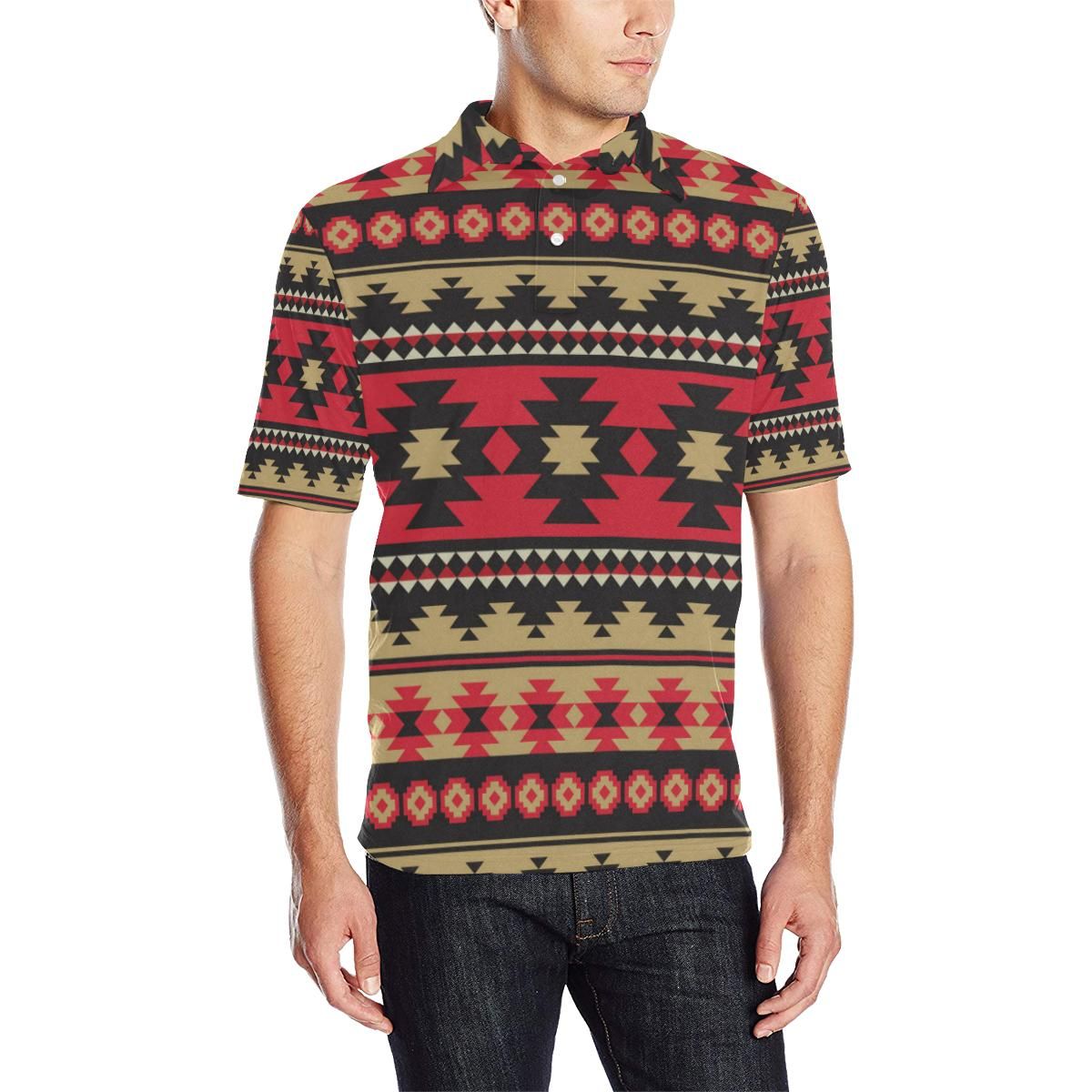 Navajo Pattern Print Design A04 Men Polo Shirt Navajo Pattern Print Design A04 Men Polo Shirt