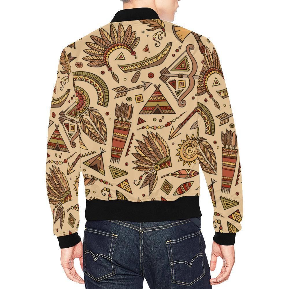 Navajo-Tribal-Aztec-Native-Indians-American-Print-Mens-Bomber-Jacket-2