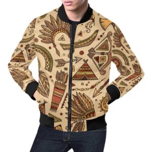 Navajo Tribal Aztec Native Indians American Print Mens Bomber Jacket