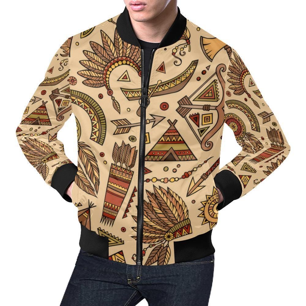 Navajo Tribal Aztec Native Indians American Print Mens Bomber Jacket Navajo Tribal Aztec Native Indians American Print Mens Bomber Jacket