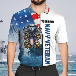 Navi Soldier Veteran Custom Name Polo Shirt