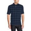 Navy Blue Tartan Plaid Pattern Men Polo Shirt