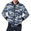 Navy Military Camouflage Camo Pattern Print Mens Bomber Jacket