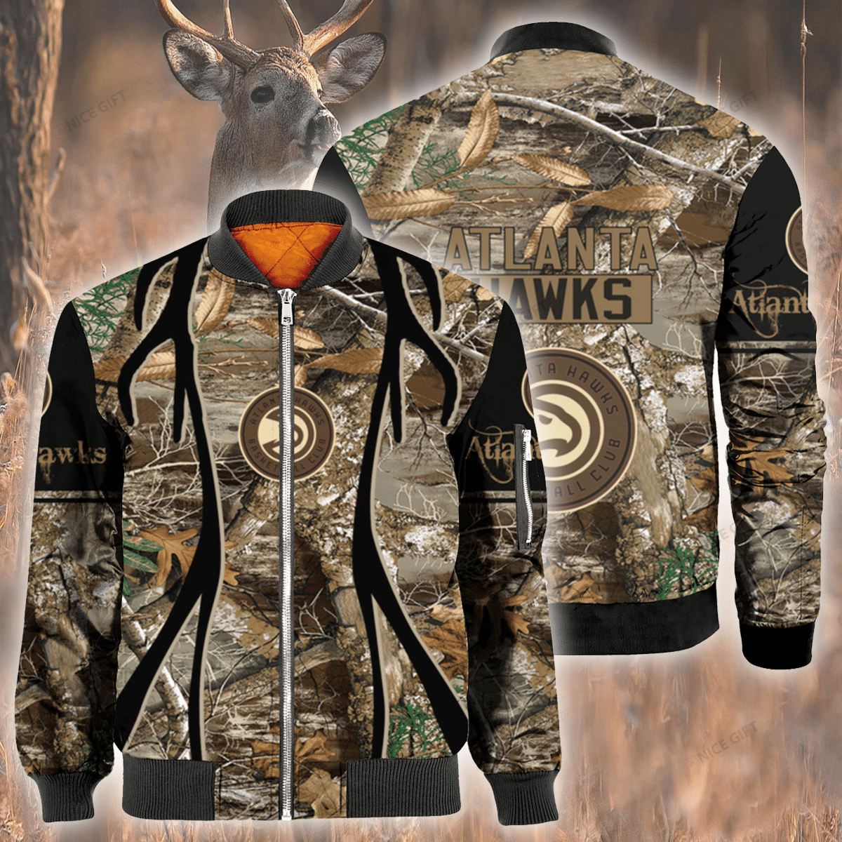 Nba Atlanta Hawks Hunting Bomber Jacket Nba Atlanta Hawks Hunting Bomber Jacket