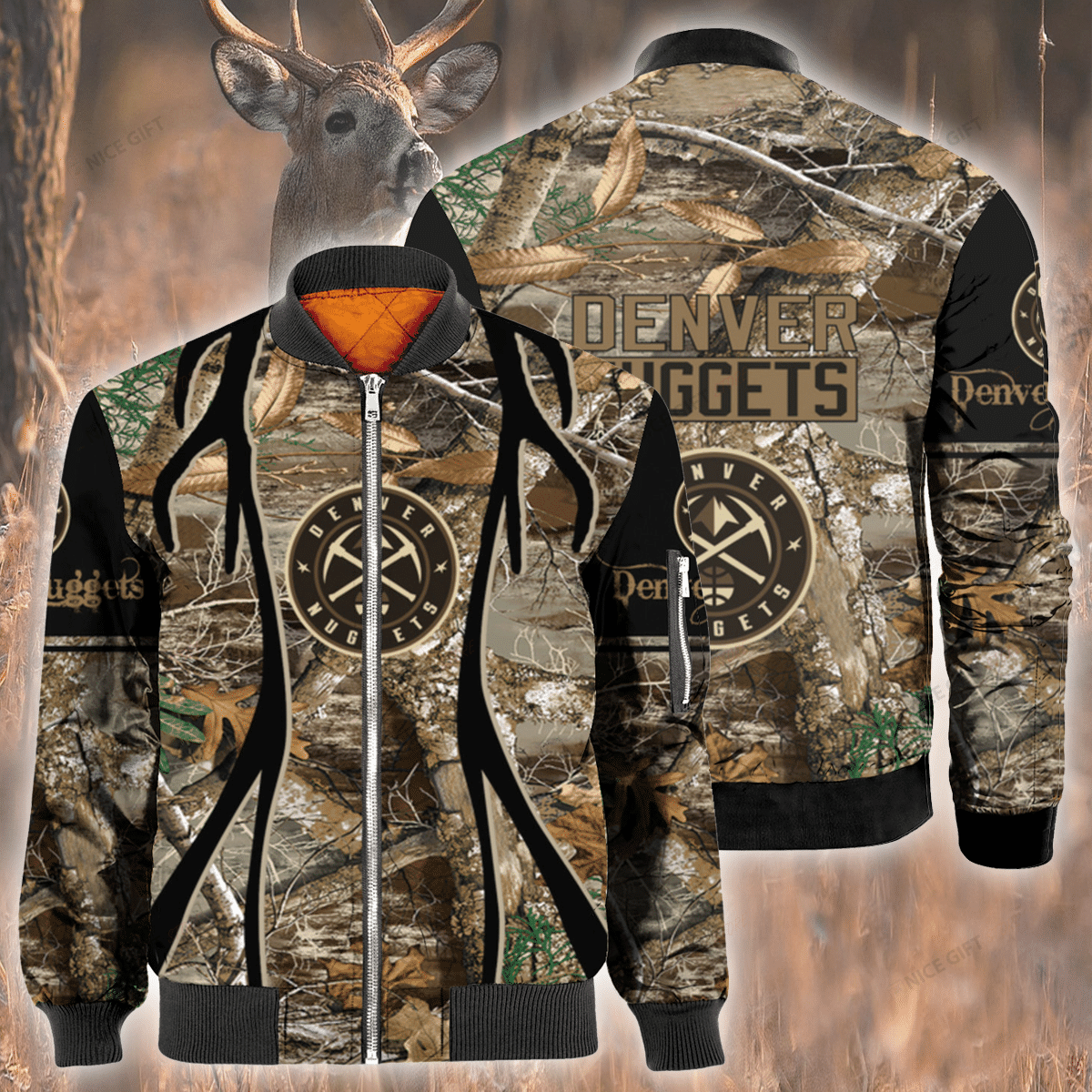 Nba Denver Nuggets Hunting Bomber Jacket Nba Denver Nuggets Hunting Bomber Jacket