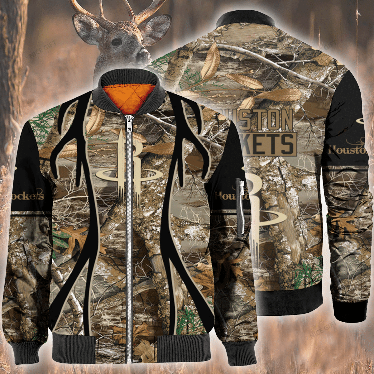 Nba Houston Rockets Hunting Bomber Jacket Nba Houston Rockets Hunting Bomber Jacket
