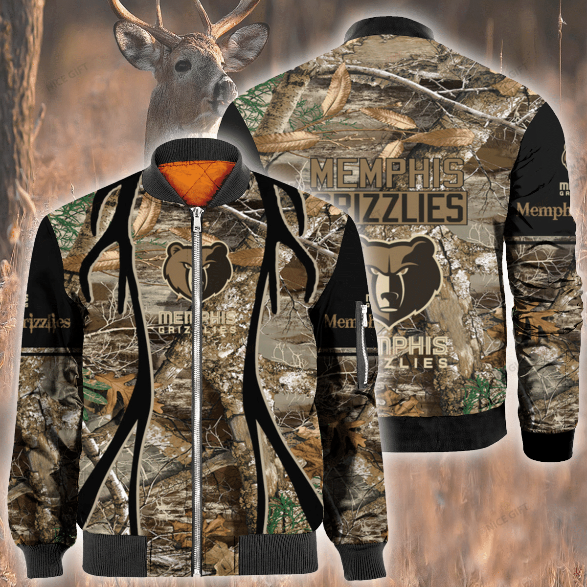 Nba Memphis Grizzlies Hunting Bomber Jacket Nba Memphis Grizzlies Hunting Bomber Jacket