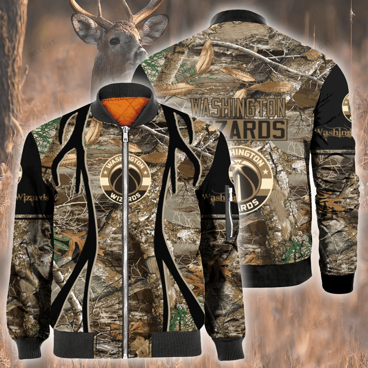 Nba Washington Wizards Hunting Bomber Jacket Nba Washington Wizards Hunting Bomber Jacket