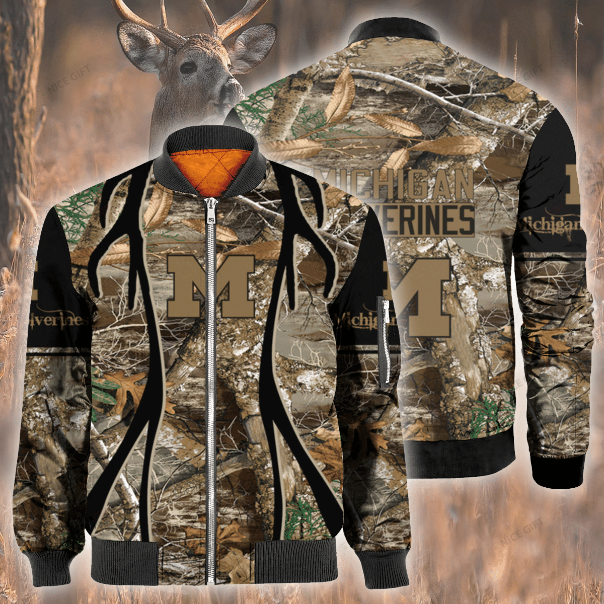 Ncaa Michigan Wolverines Hunting Bomber Jacket Ncaa Michigan Wolverines Hunting Bomber Jacket