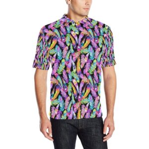 Neon Feather Pattern Print Design A02 Men Polo Shirt