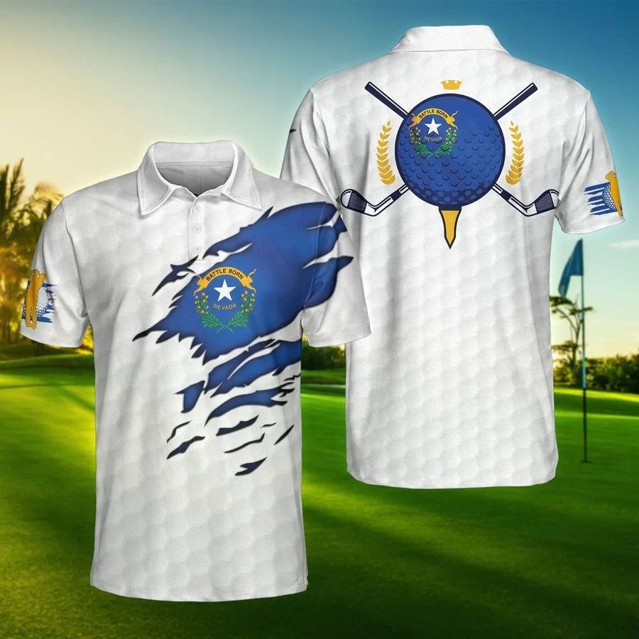 Nevada flag golfer polo shirt Nevada flag golfer polo shirt