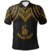 New Caledonia Custom Personalised Polo Shirt - Polynesian Armor Style Gold - BN39