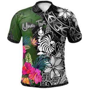 New Caledonia Custom Personalised Polo Shirt - Turtle Plumeria Banana Leaf Crest - BN11