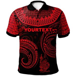 New Caledonia Custom Personalised Polo Shirt - Unique Serrated Texture Red - BN20