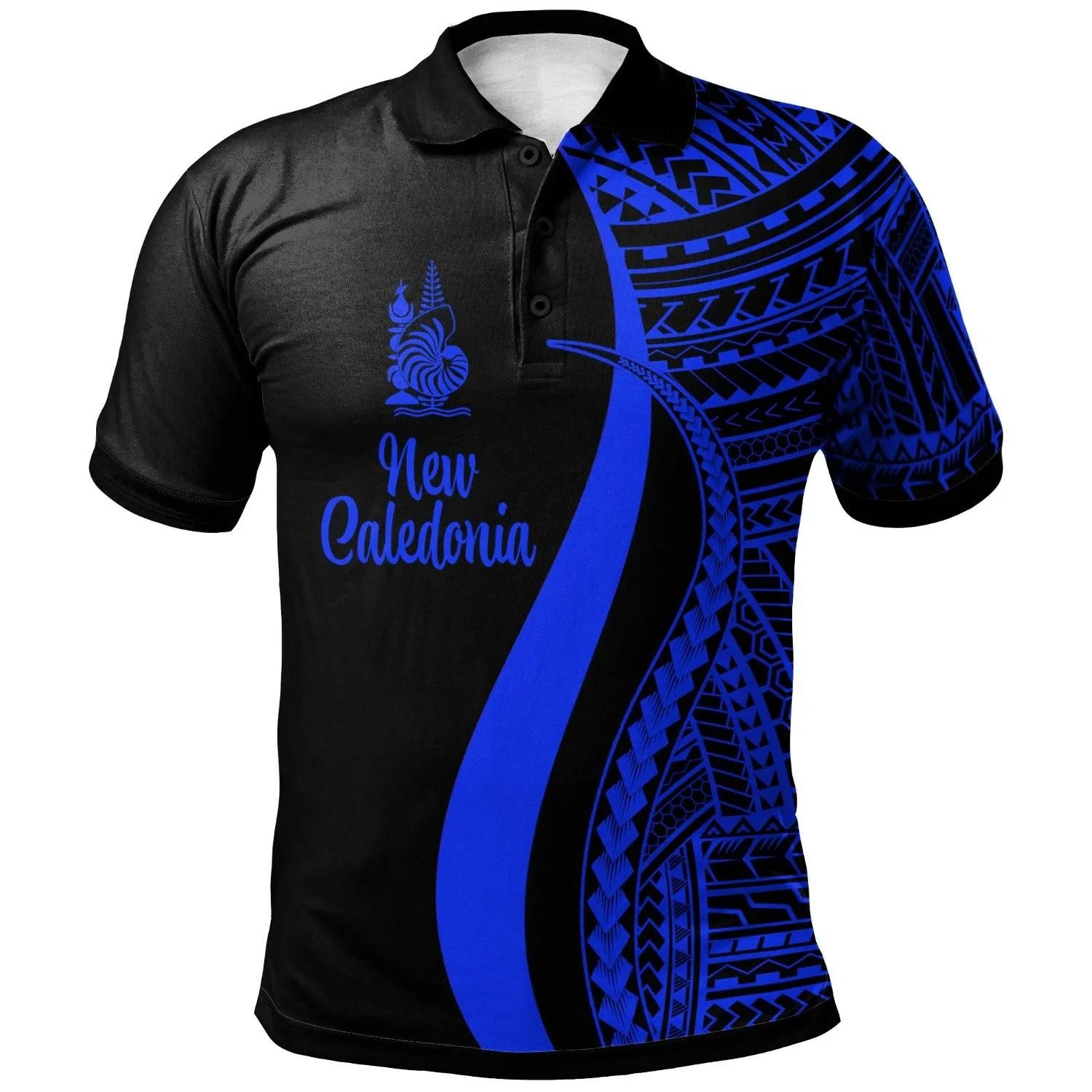 New Caledonia Polo Shirt Blue - Polynesian Tentacle Tribal Pattern - BN11 New Caledonia Polo Shirt Blue - Polynesian Tentacle Tribal Pattern - BN11