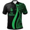 New Caledonia Polo Shirt Green - Polynesian Tentacle Tribal Pattern - BN11