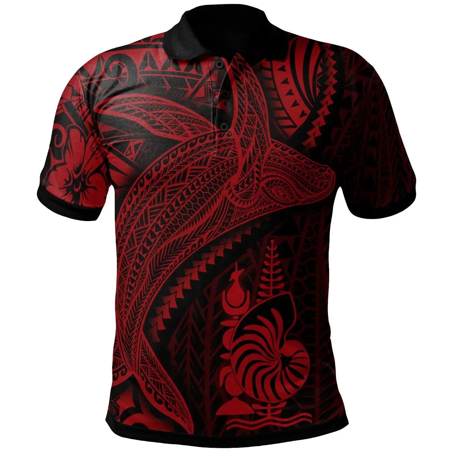 New Caledonia Polo Shirt - Humpback Whale & Coat of Arms Red - BN1922 New Caledonia Polo Shirt - Humpback Whale & Coat of Arms Red - BN1922