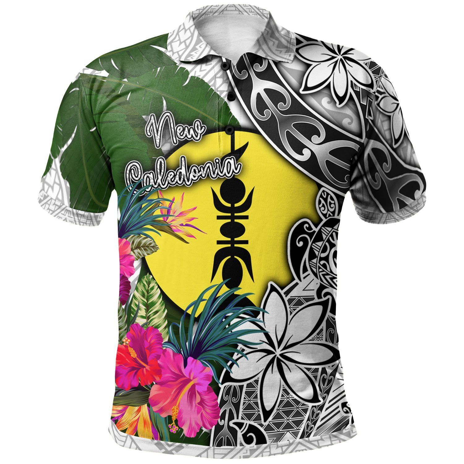 New Caledonia Polo Shirt White - Turtle Plumeria Banana Leaf - BN11 New Caledonia Polo Shirt White - Turtle Plumeria Banana Leaf - BN11
