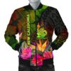 New Caledonia Polynesian Men's Bomber Jacket - Hibiscus and Banana Leaves - BN15 Bomber Jacket