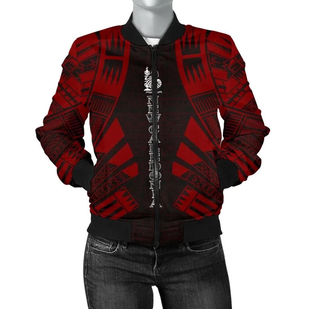 New Caledonia Women Bomber Jacket - Polynesian Tattoo Red - BN0110 Bomber Jacket New Caledonia Women Bomber Jacket - Polynesian Tattoo Red - BN0110 Bomber Jacket