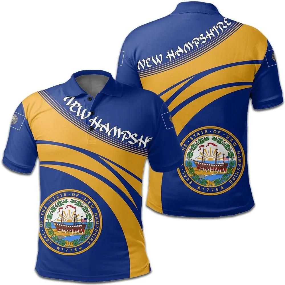 New Hampshire Coat Of Arms Polo Shirt Cricket Style J5W New Hampshire Coat Of Arms Polo Shirt Cricket Style J5W