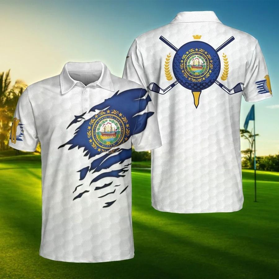 New Hampshire flag golfer polo shirt New Hampshire flag golfer polo shirt