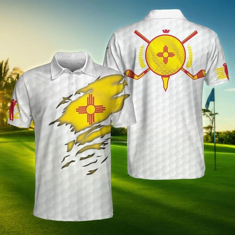 New Mexico flag golfer polo shirt New Mexico flag golfer polo shirt