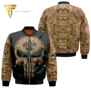 New Orleans Saints Camo Skull Full Printing Bomber Jacket