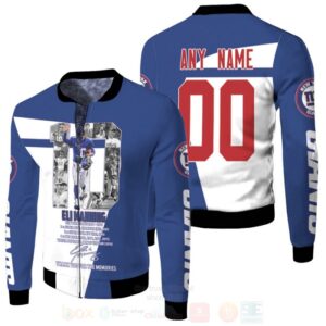 New York Giants Eli Manning 10 Nfl Signed Personalized 3D Bomber Jacket
