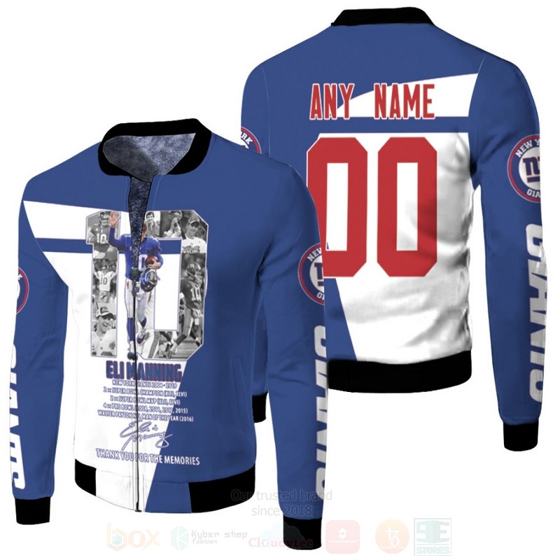 New York Giants Eli Manning 10 Nfl Signed Personalized 3D Bomber Jacket New York Giants Eli Manning 10 Nfl Signed Personalized 3D Bomber Jacket