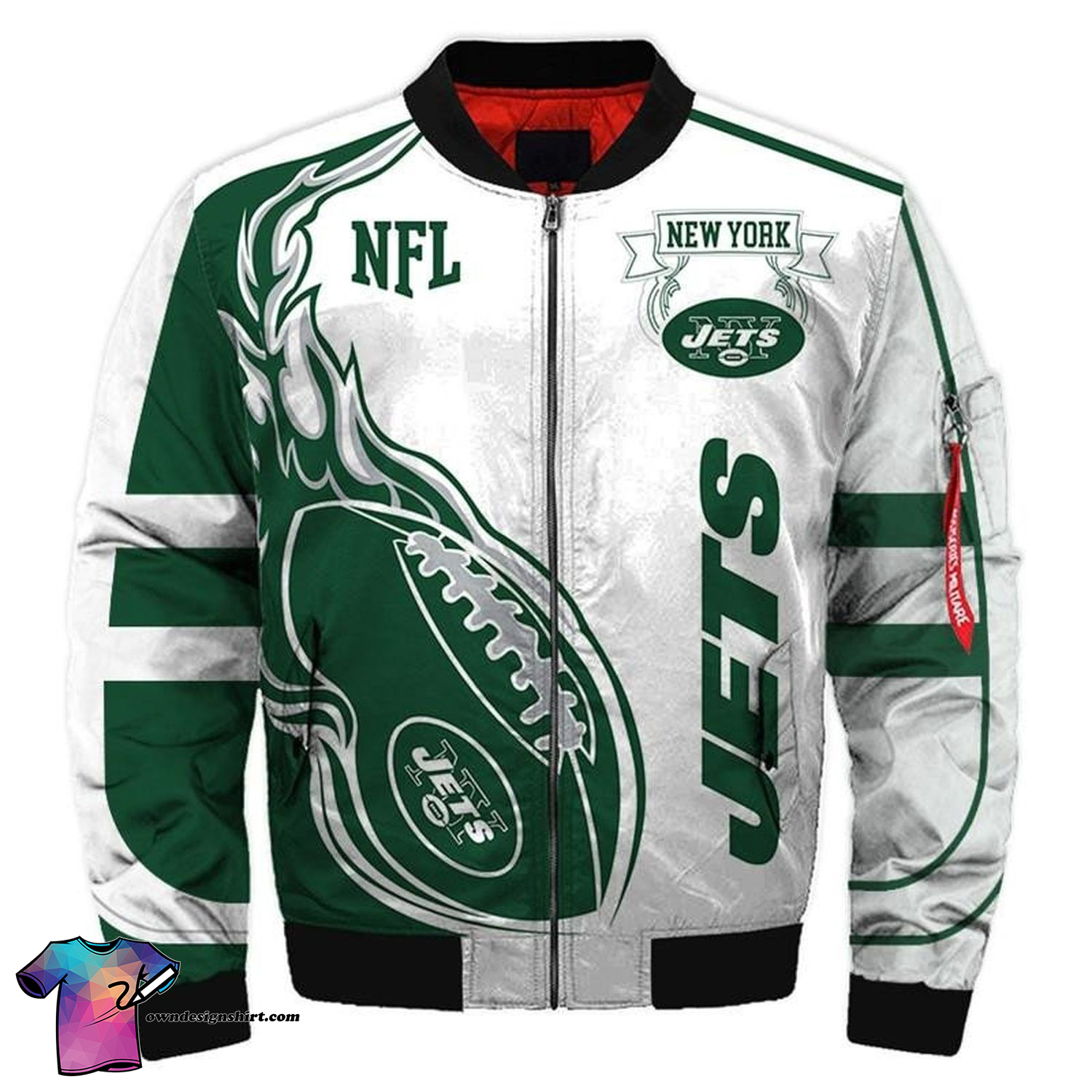 New York Jets All Over Printed Bomber Jacket New York Jets All Over Printed Bomber Jacket