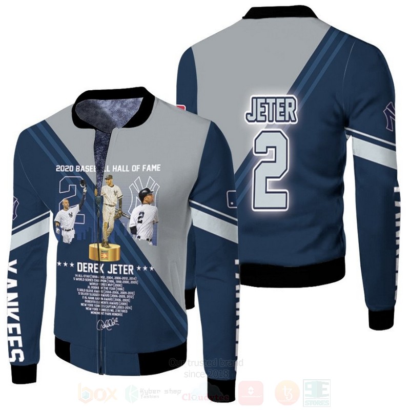 New York Yankees Derek Jeter 2 Signature Mlb 2020 Hall Of Fame 3D Bomber Jacket New York Yankees Derek Jeter 2 Signature Mlb 2020 Hall Of Fame 3D Bomber Jacket