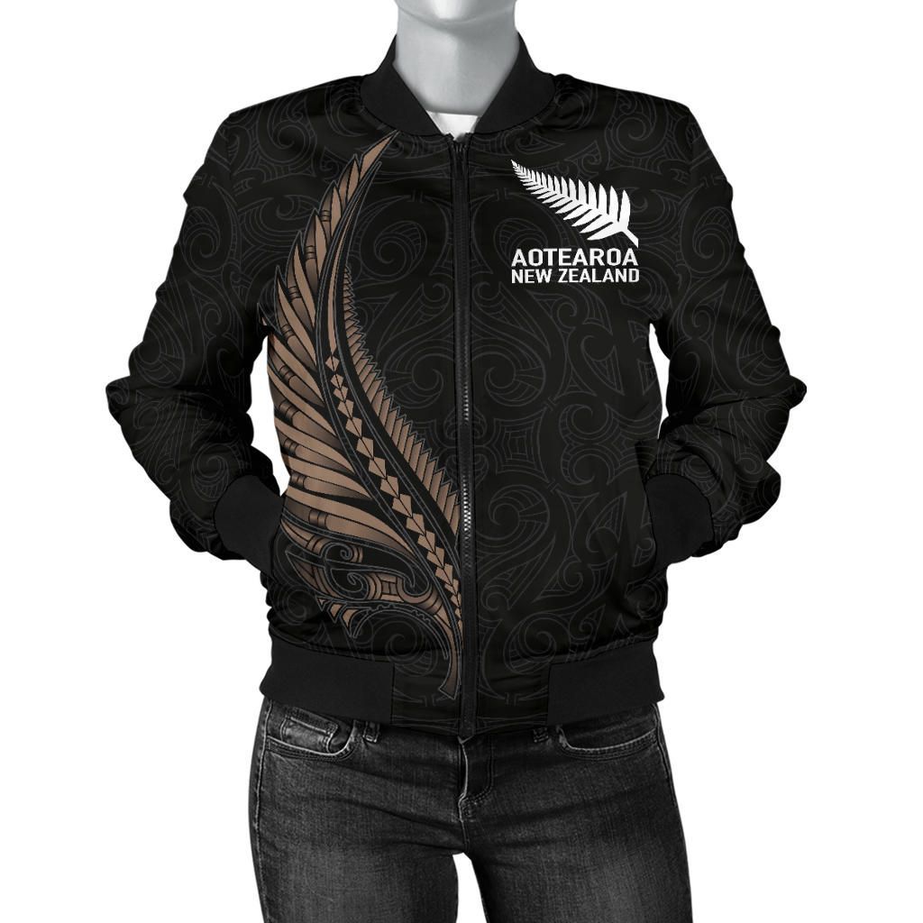 New Zealand - Maori Fern Tattoo Women's Bomber Jacket A7 Bomber Jacket New Zealand - Maori Fern Tattoo Women's Bomber Jacket A7 Bomber Jacket