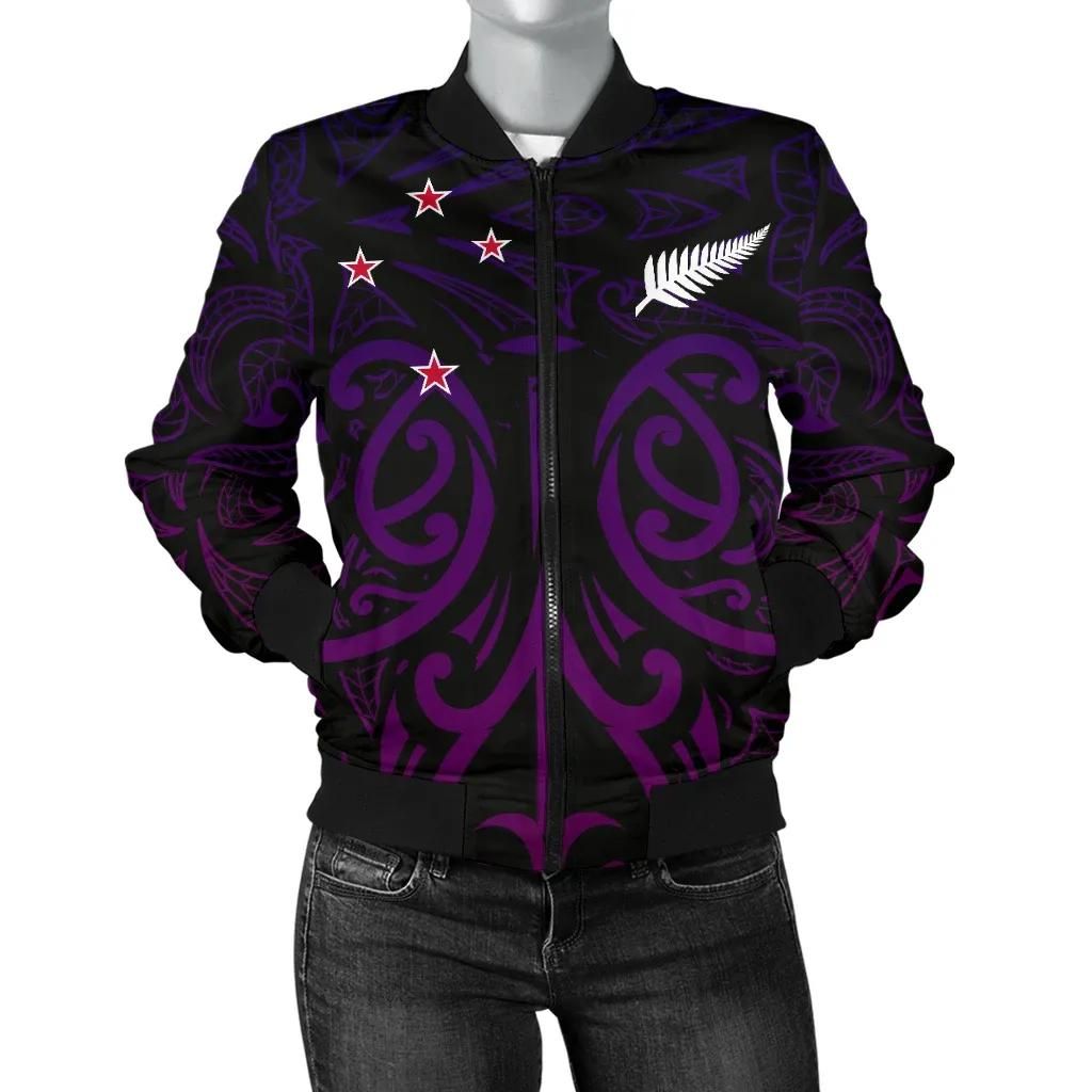 New Zealand - Maori Mask Pullover Women's Bomber Jacket Purple A065 Bomber Jacket New Zealand - Maori Mask Pullover Women's Bomber Jacket Purple A065 Bomber Jacket