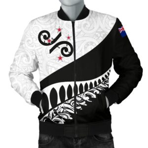 New Zealand Men's Bomber Jacket - Silver Fern Koru A02 Bomber Jacket