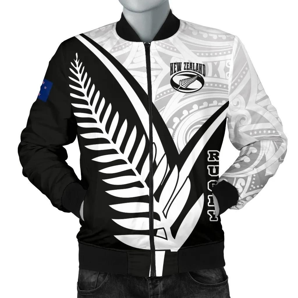 New Zealand Rugby Men's Bomber Jacket - New Zealand Fern & Maori Patterns - BN22 Bomber Jacket New Zealand Rugby Men's Bomber Jacket - New Zealand Fern & Maori Patterns - BN22 Bomber Jacket