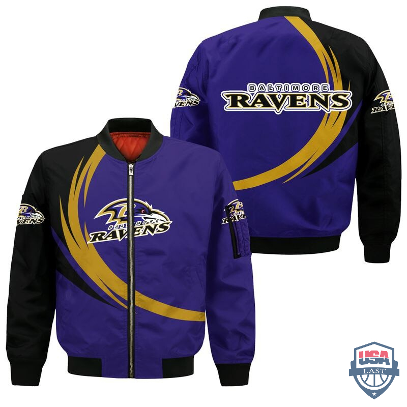 Nfl Baltimore Ravens Curve Design Bomber Jacket Nfl Baltimore Ravens Curve Design Bomber Jacket