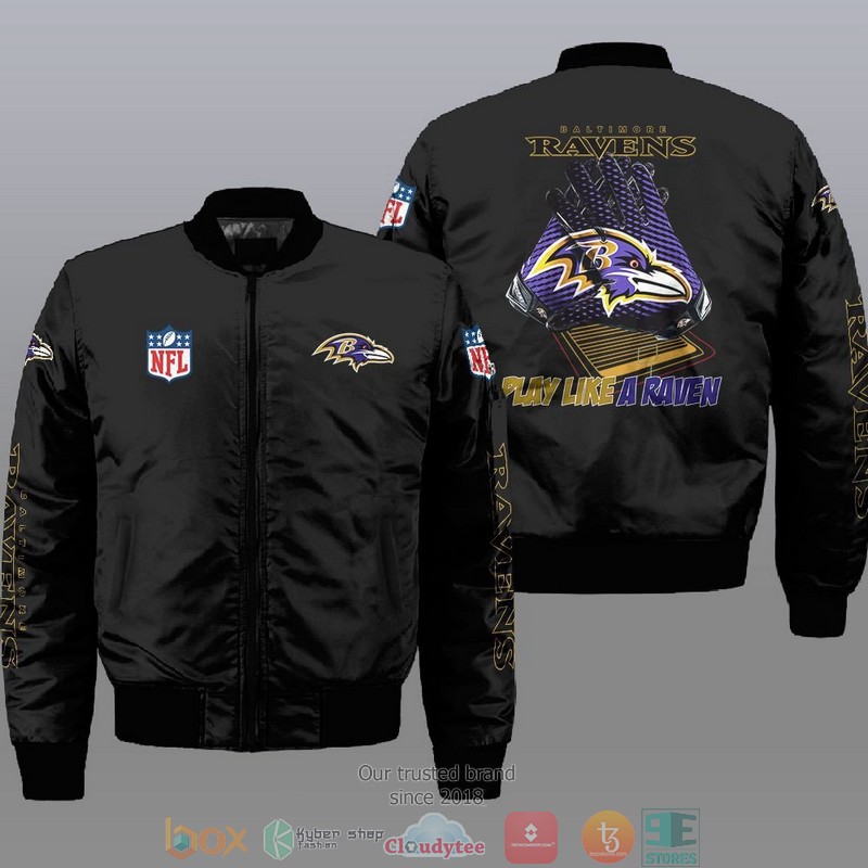 Nfl Baltimore Ravens Play Like A Raven Bomber Jacket Nfl Baltimore Ravens Play Like A Raven Bomber Jacket